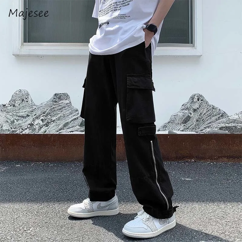 Casual Pants Men Korean Style Chic Loose All-match Harajuku Full Length High Street Fashion Vintage Autumn Popular College Daily