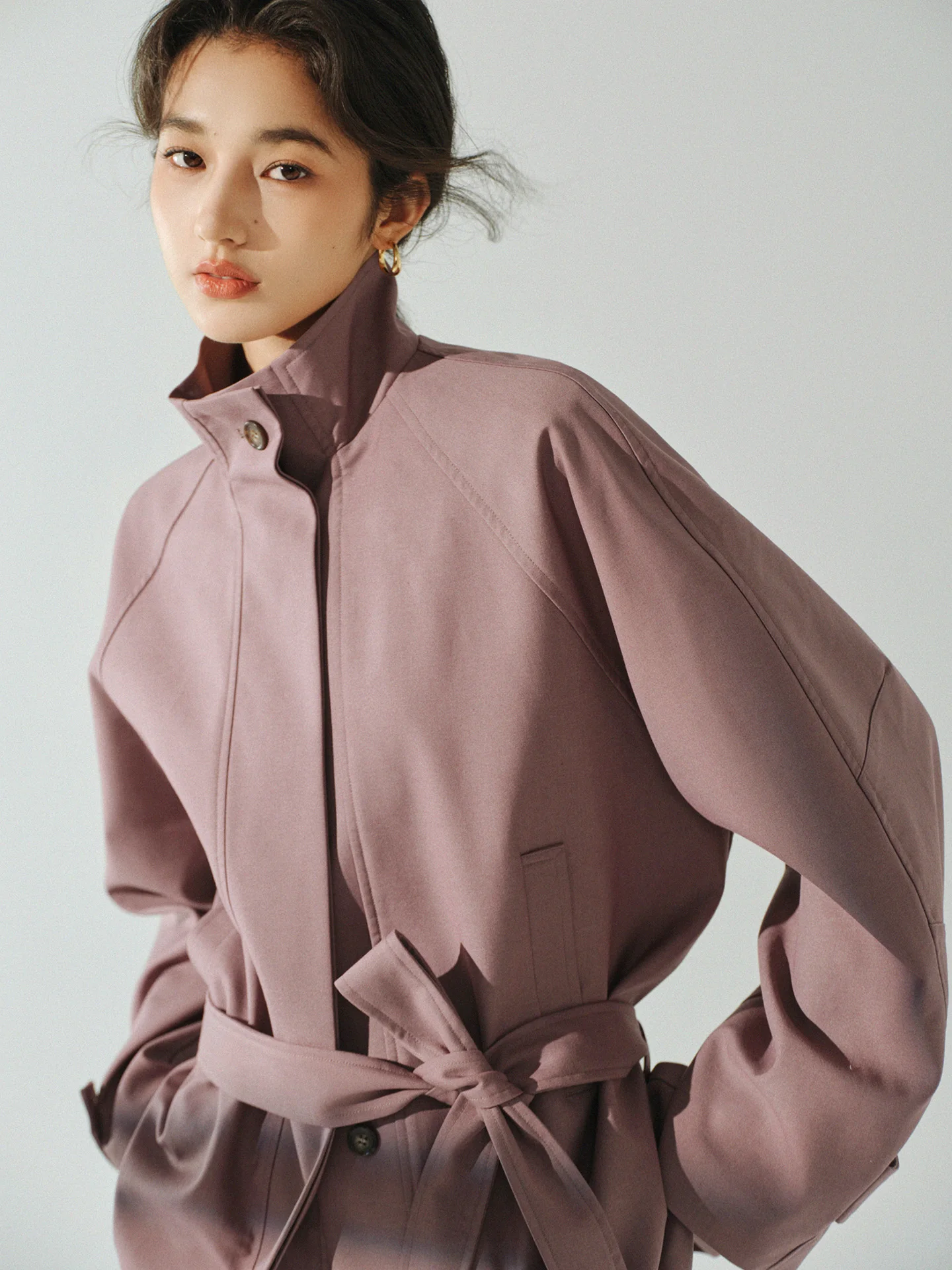 Women's Oversized Trench Coat - Loose Fit Raglan Sleeve Jacket