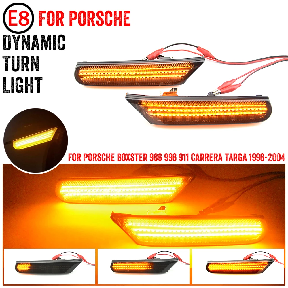 For Porsche 911 996 Boxster 986 GT3 GT2 Carrera 2Pcs Dynamic LED Side Marker Lights Turn Signal Blinker Indicator Lamps Canbus