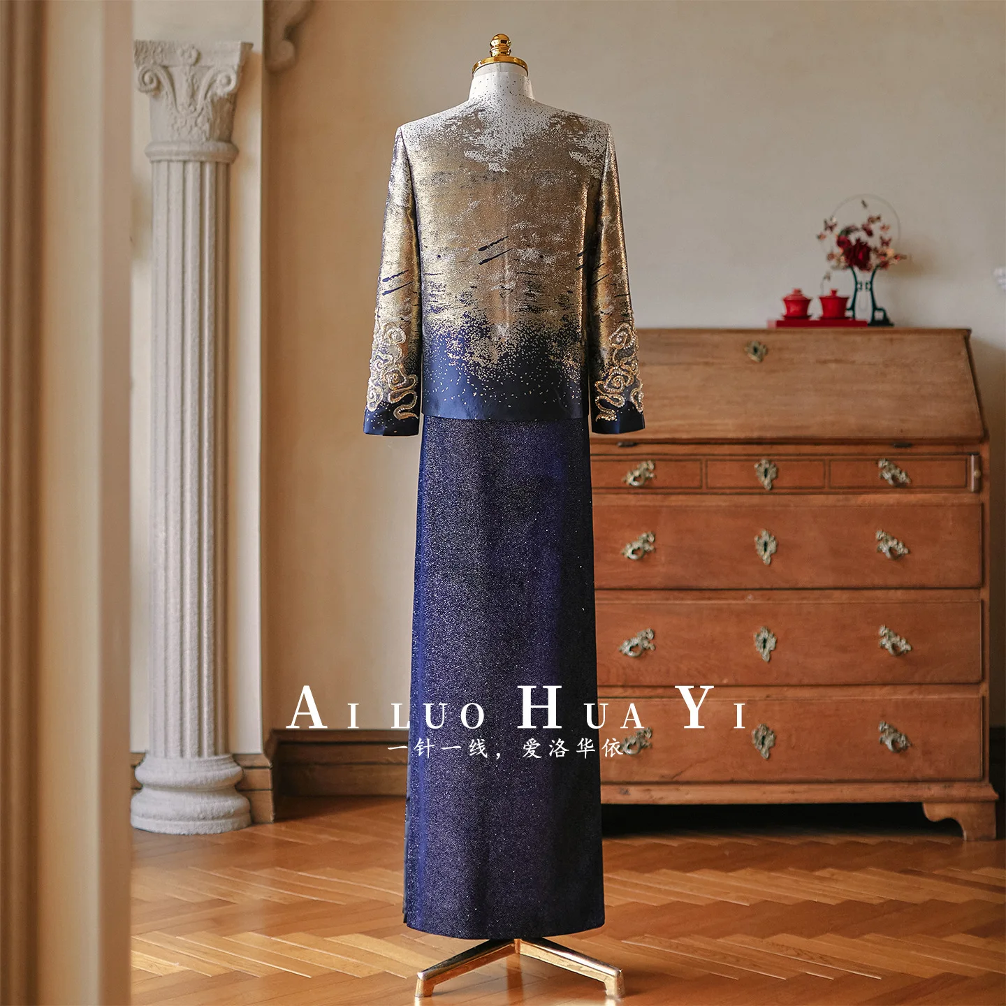 فساتين زفاف أنيقة للرجال على الطراز الصيني مقاس كبير سترة تانغ كيمونو ذهبي للرجال وصل حديثًا #4