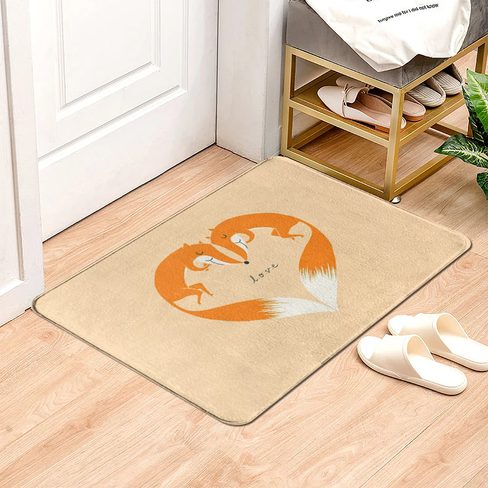 orange Love Heart Black And White Plaid Doormat Home Protective Floor Mat Living Room Carpet Bathroom Anti-Slip Door Mat