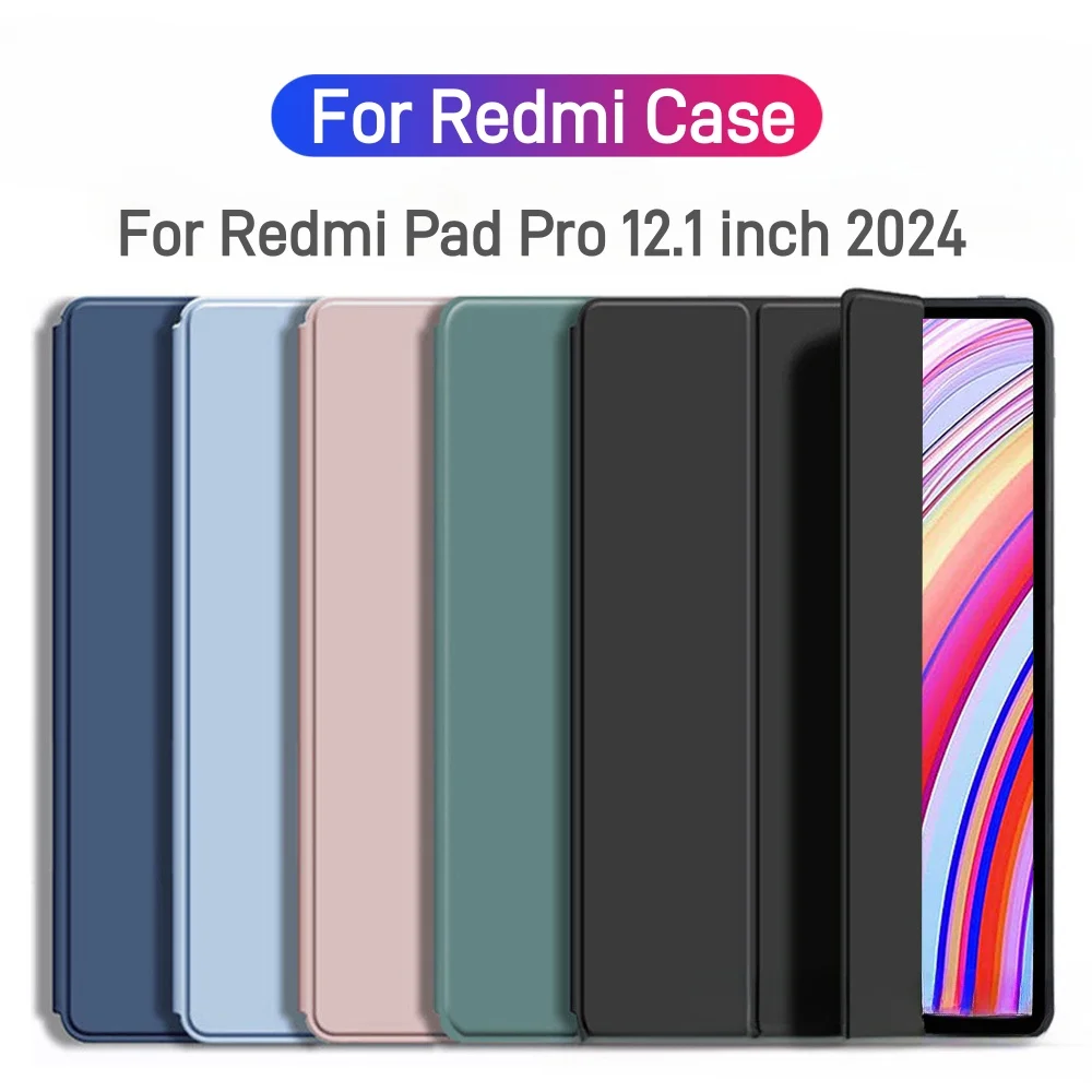 For Redmi Pad Pro Case 12.1 inch 2024 Folding Stand Magnetic Soft Silicone TPU Back For Redmi Pad Pro Poco Pad 12 1 2024 Case