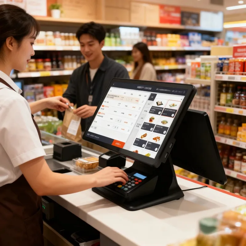 2026 15.6-Inch Dual Screen 10-Finger Touch POS System  I5/i7 8GB RAM 128GB SSD High Speed Retail Store Restaurant Cash Regi