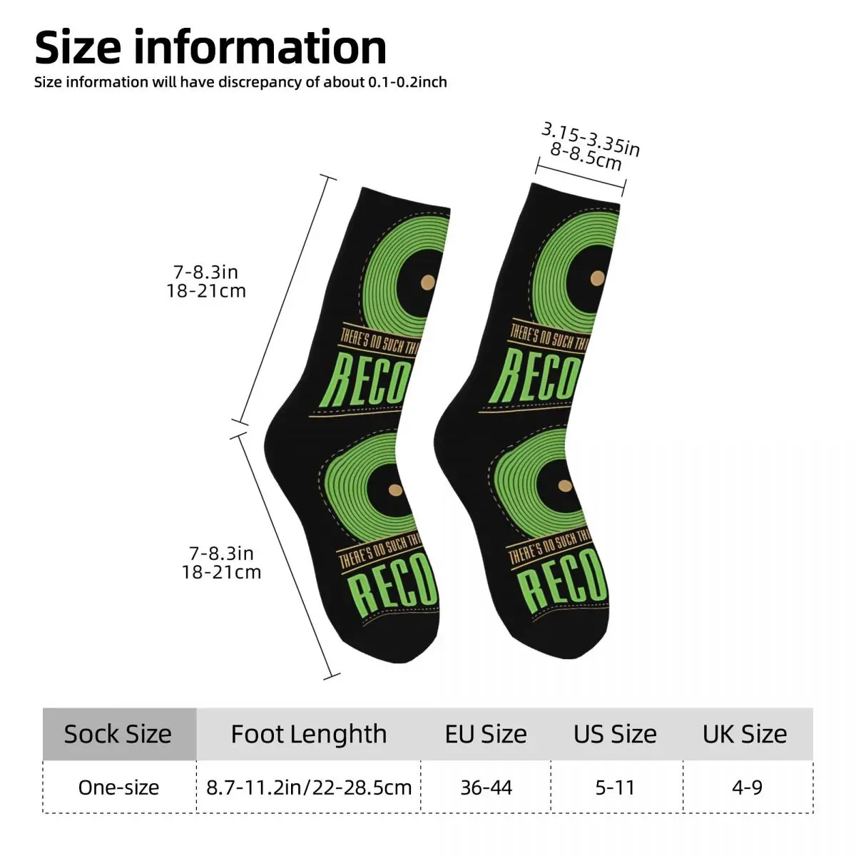 Funny Men's Socks Vinyl Record DJ Turntable Retro Music Hip Hop Crew Sock Gift Pattern Printed