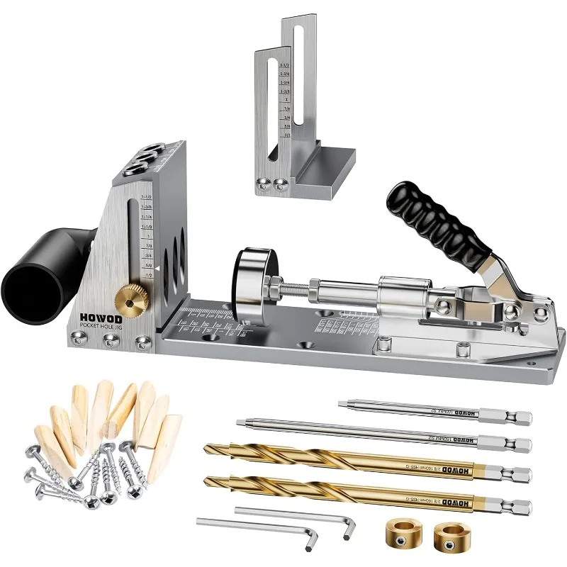 

Pocket Hole Jig Kit, Professional and Upgraded All-Metal Pocket Screw Jig with Detachable Vacuum Adapter.