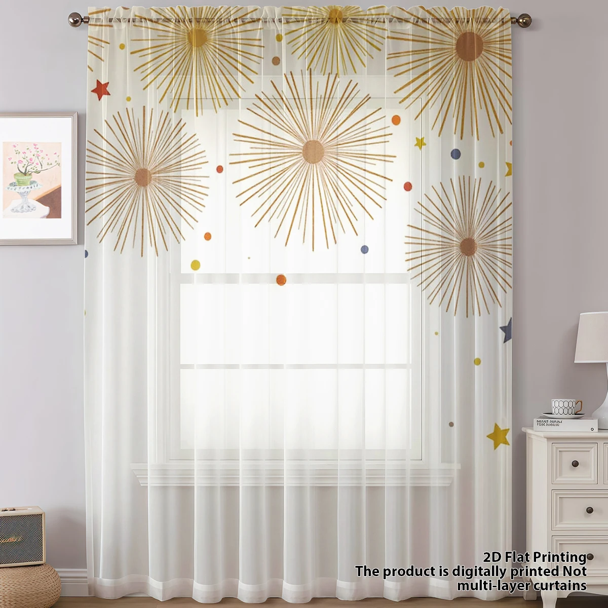 ستارة نافذة على شكل نجمة من قطعة واحدة على طراز الألعاب النارية العتيقة لغرفة المعيشة وغرفة النوم، طبقة نافذة مزخرفة