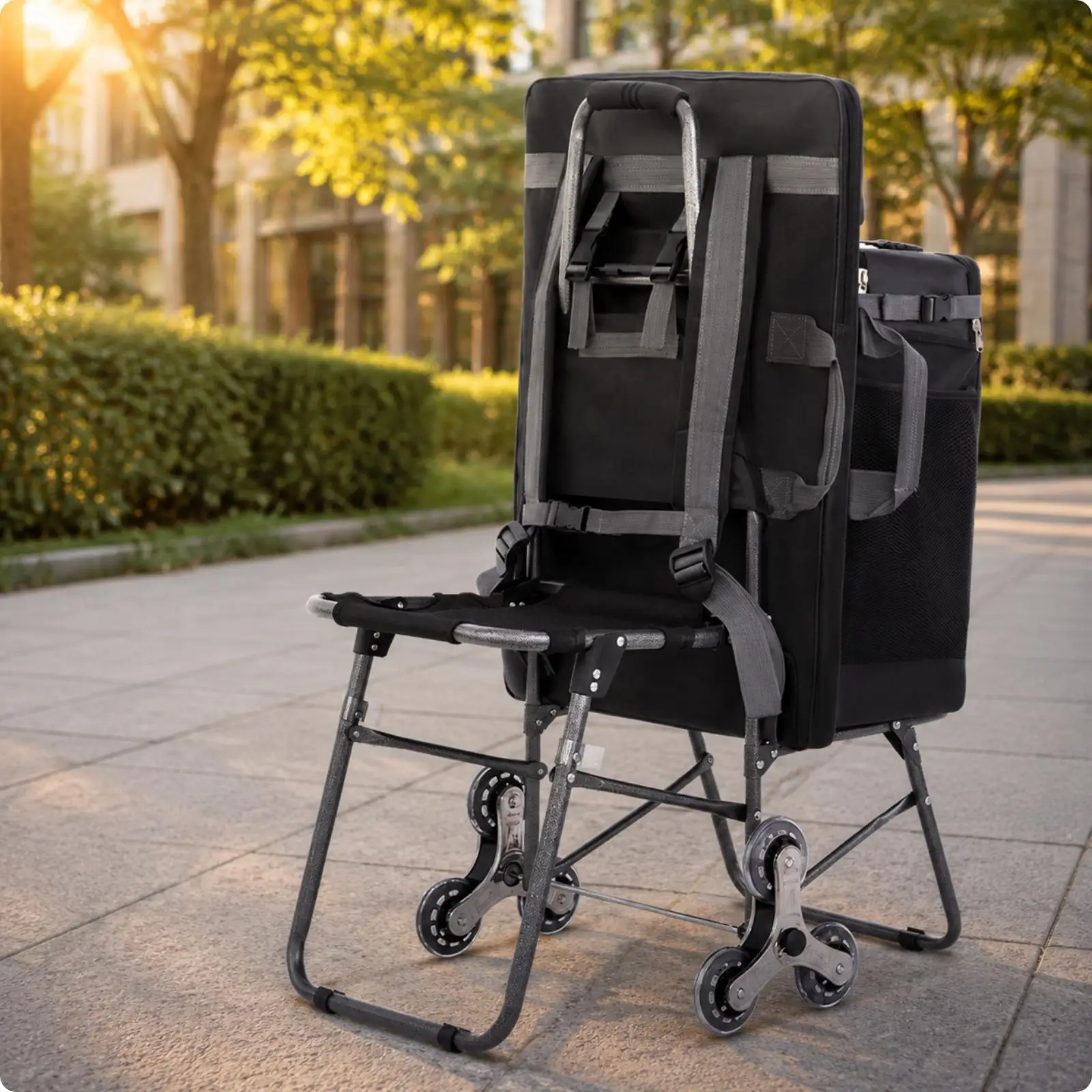 Multifunctional Art Sketch Cart Lightweight Foldable Rolling Art Supply Cart with Seat Wheeled for Artists, Outdoor Sketching