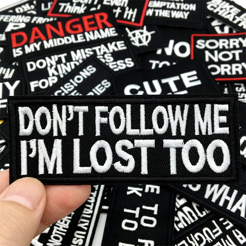 Slogan Letter Embroidery Patches, DIY Iron Patches for Jeans Hats Shirts Jackets Backpacks, Repair DIY Accessories image 4