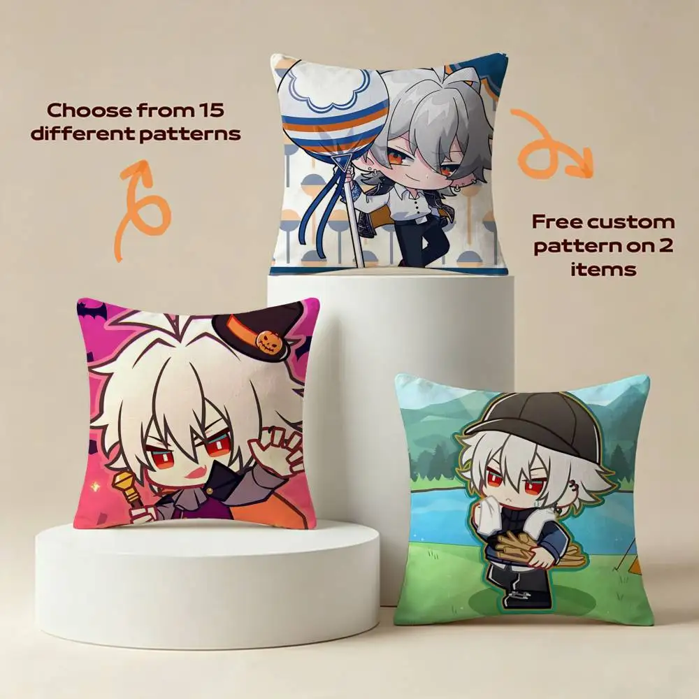 A-Aohitsugi Samatoki Chibi Square Sofa Pillow Cover Solid Color Living Room Home Decor Cushion Case
