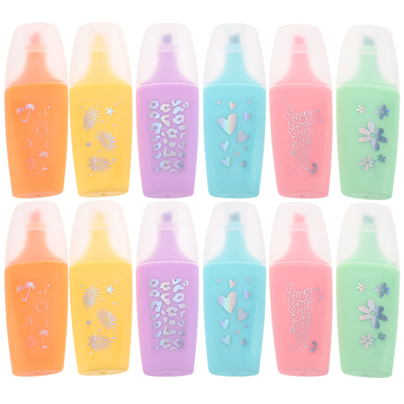 

12 Pcs Highlighter Colored Child Flat Pens Plastic Fluorescent Highlighters for School