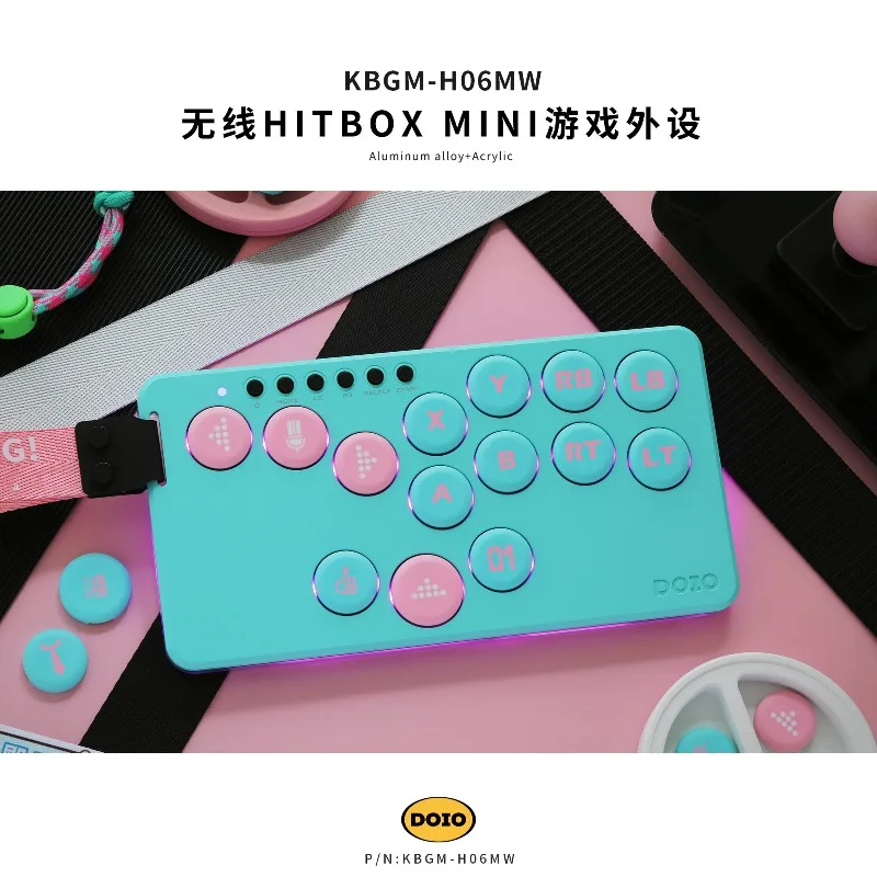 DOIO KBGM-H06MW Gaming Keyboard Aluminum Alloy Upper Shell Mechanical Low Axis Portable Mini Keyboard for PS5 Switch Steam NS2
