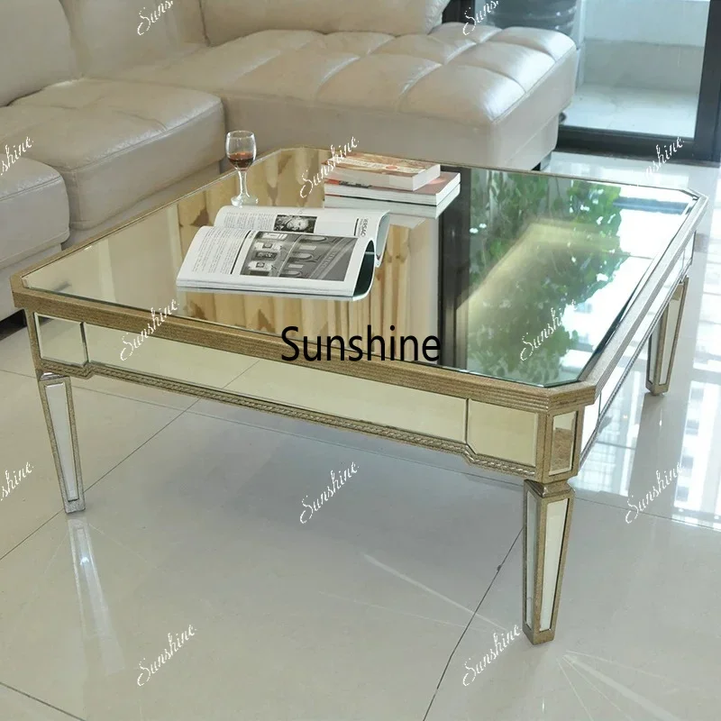 Glass coffee table/coffee table/mirror furniture, European antique goldT*