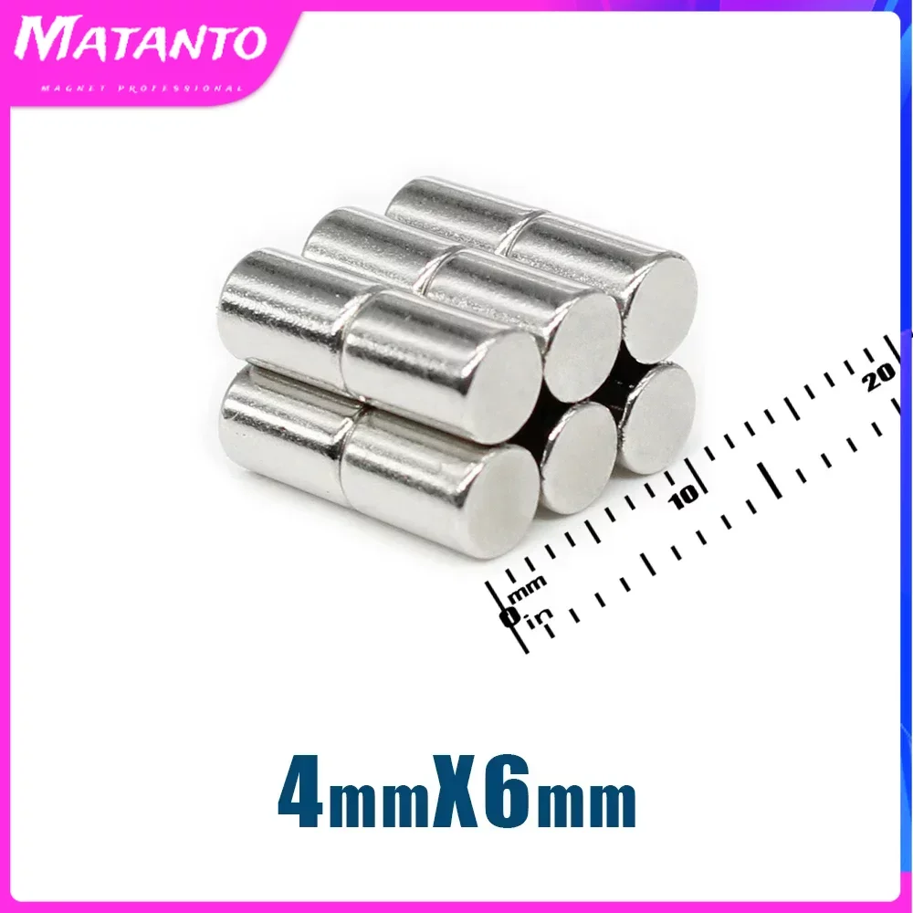 50/100/200/500PCS 4x6mm Mini Disc Super Strong Search Magnet Small Round Neodymium Magnets N35 Fridge Magnetic Sheet