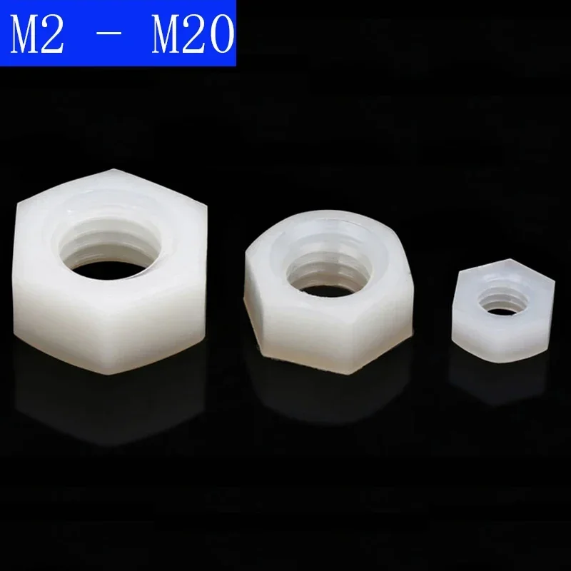 M2 M2.5 M3 M4 M5 M6 M8 M10 M12 M14 M16 M18 M20 Metric Black Nylon Hex Nuts DIN 934 Metric Sizes For Bolts Screws Hexagon