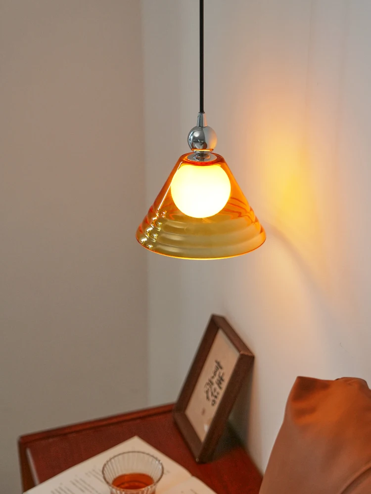 

Sunset glass bedside pendant light Bauhaus creative study bedroom light modern minimalist balcony bar hanging line light