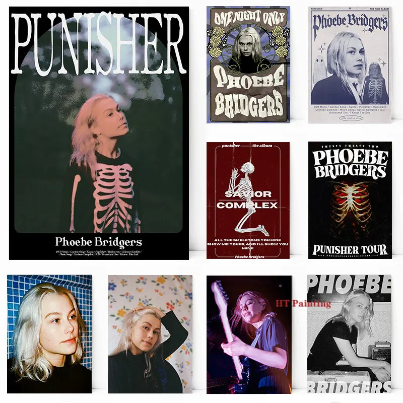 Singer Phoebe Bridgers Hot Music Album Cover Punisher Art Poster Canvas Painting Wall Art Pictures Home Decor Fans Gift