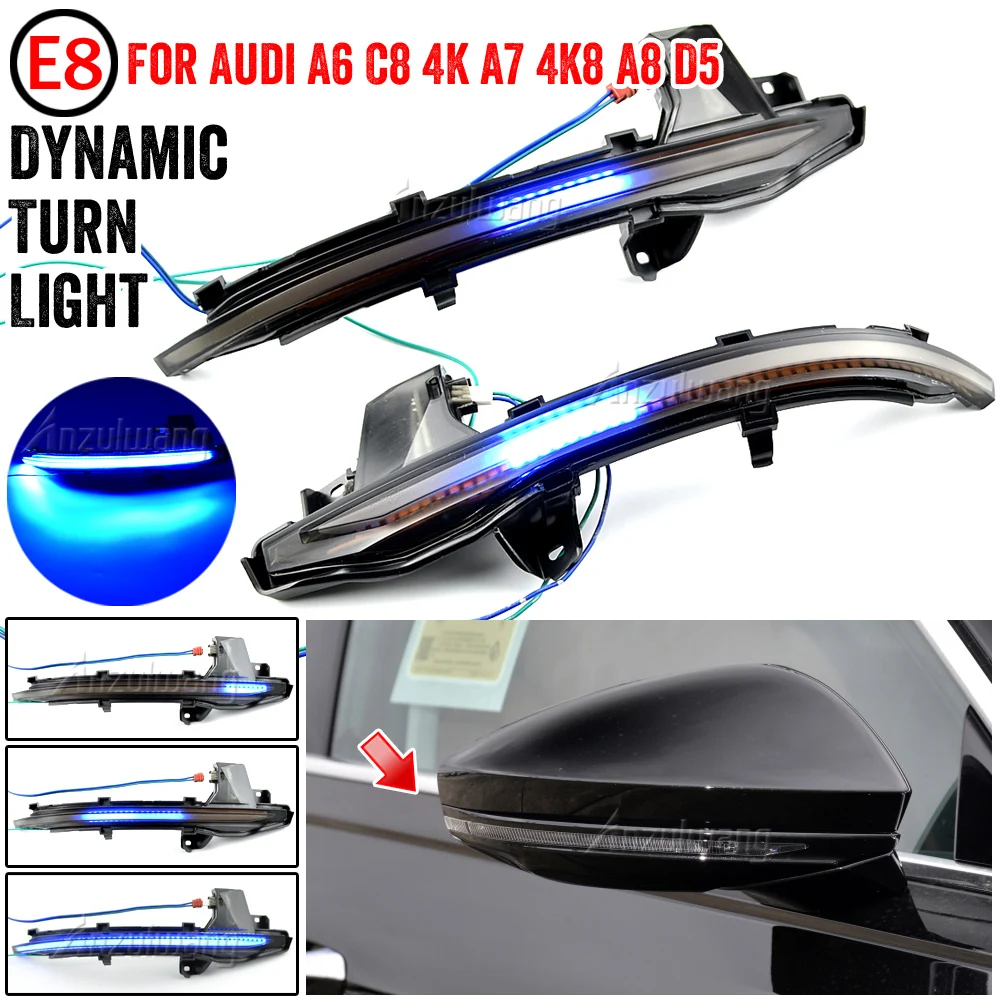 2pcs Dynamic Turn Signal Light For Audi A6 C8 4A A7 4K A8 D5 4N 2019 2020 2021 2022 2023 2024 Car Led Side Mirror Arrow Lamp