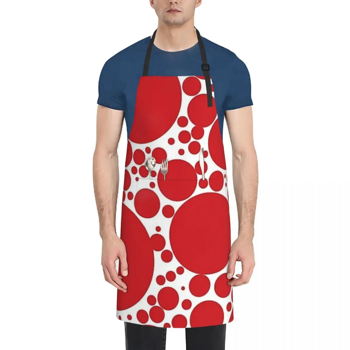 

Red Dots Pattern Adult Waterproof Apron with Pockets - Easy-Care, Stain-Resistant Apron for Cooking, Baking, and Crafting