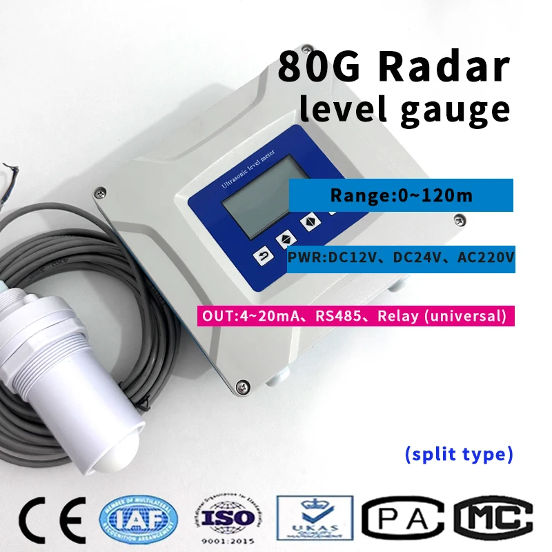 4-20ma RS485 5m 10m 15m 20m 80G  Radar  level  gaug Level Meter Oil Diesel Fuel Tank Level Sensor Liquid Water Level Transmitter