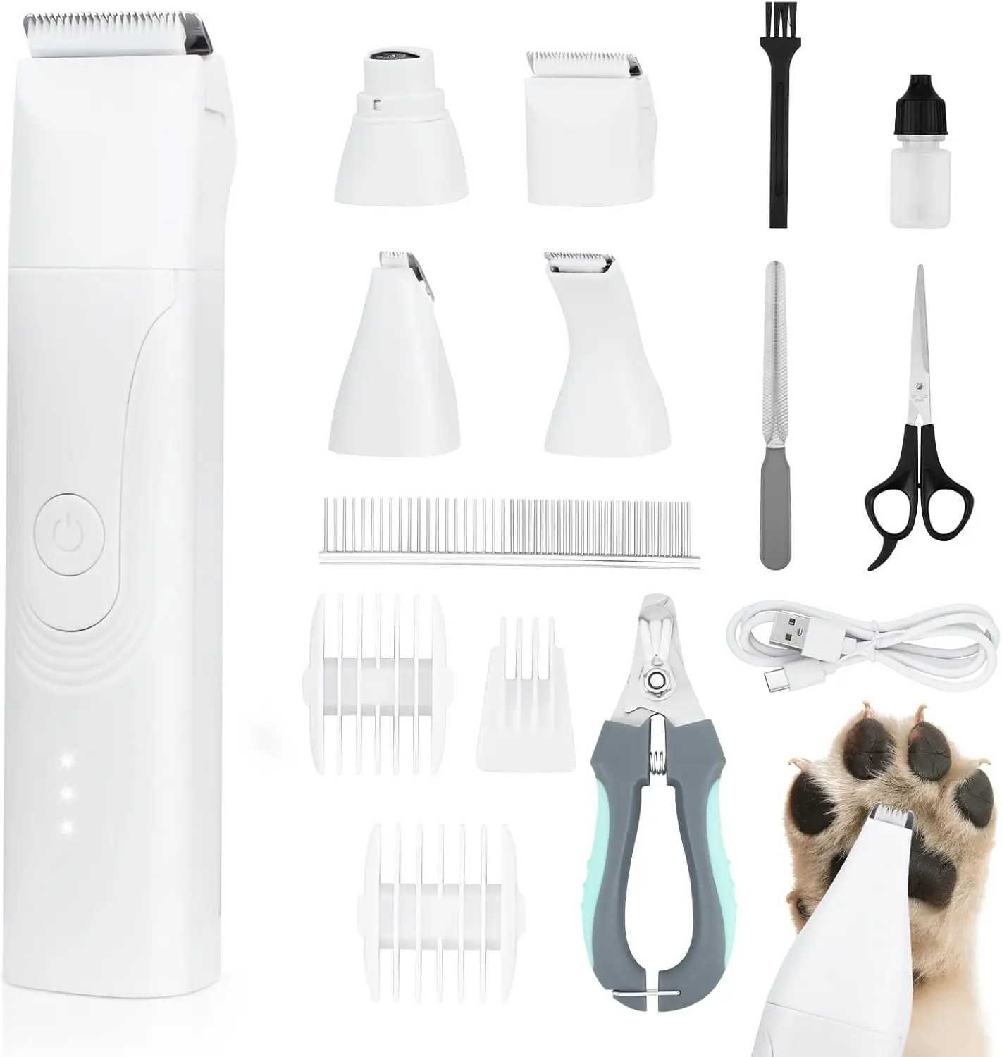 

Dog Trimmer for Paws – 14 in 1 Cordless Dog Grooming Kit with Quiet Nail Grinder & Hair Clippers