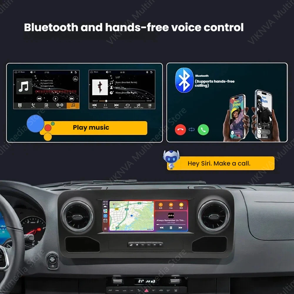 For Benz Sprinter 2019 2020 2021 Multifunction Car Bluetooth Radio Wireless Carplay 128G 2Din Android Video Players GPS Nav DVD