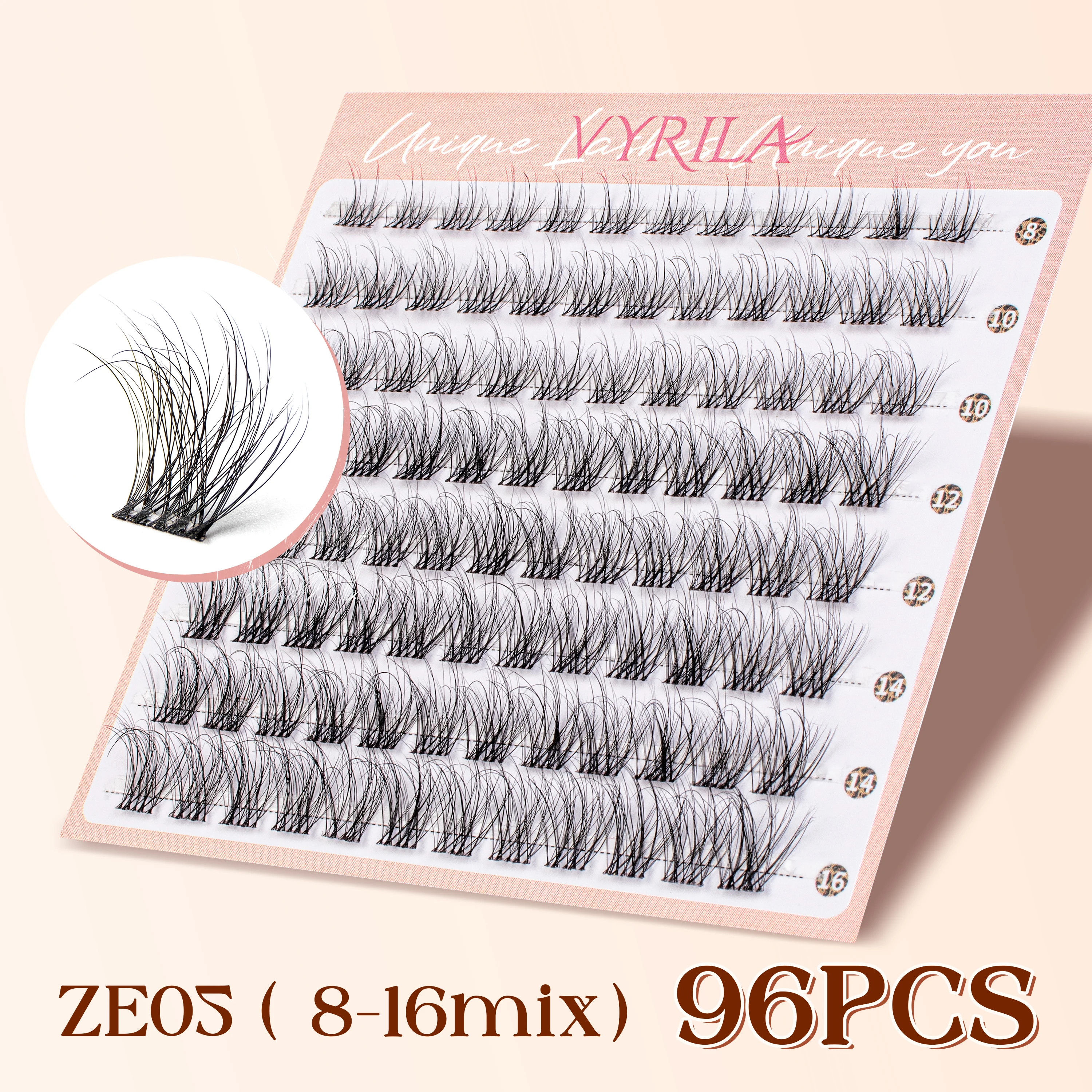 Wimperncluster 0,05 mm PBT-Faser-Wimperncluster 0,1 mm Superfeine Invisiband D Curl Diy Wimpernverlängerung 8–16 mm einzelne Wimpern