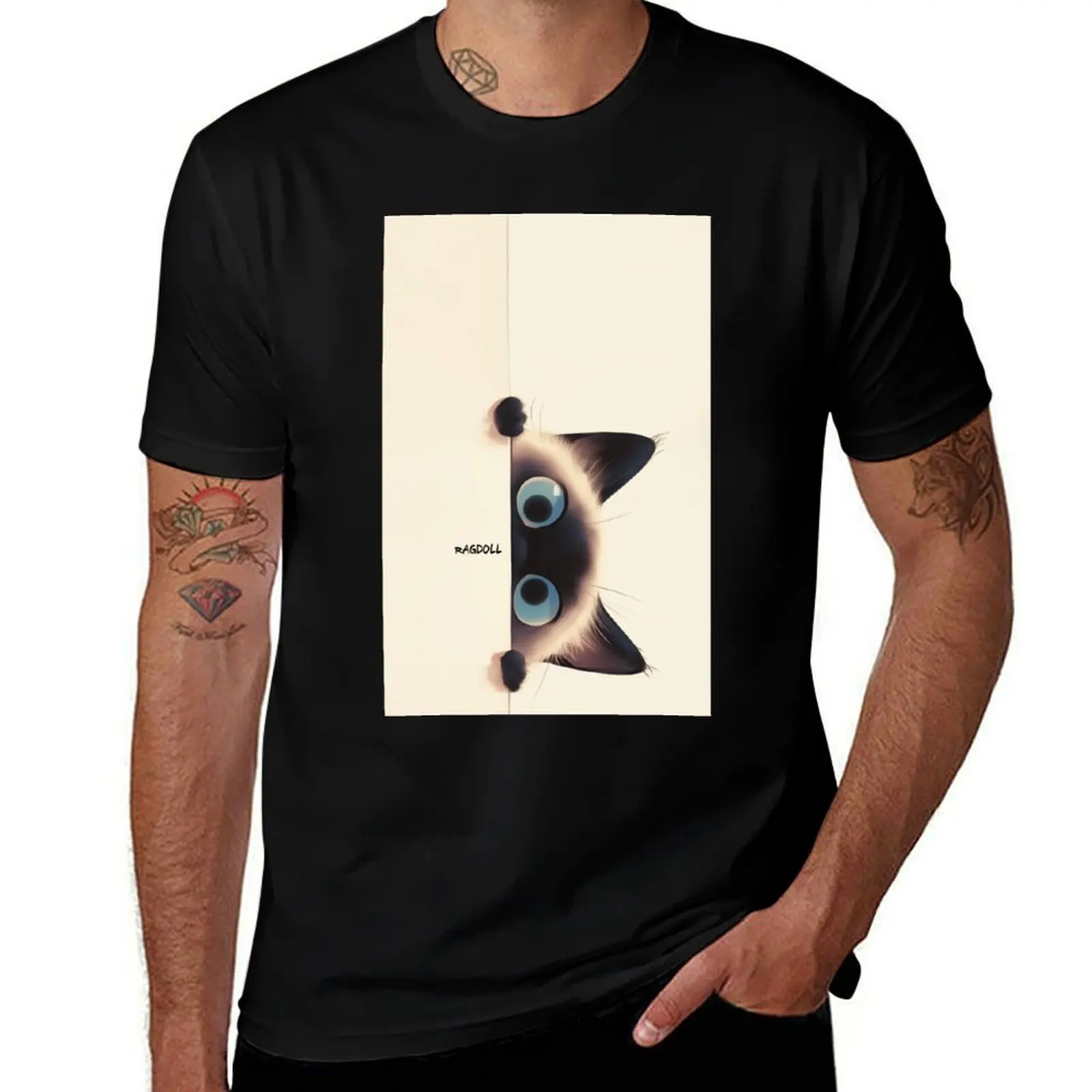 Peekaboo Ragdoll Cat T-Shirt Casual Fashion Print Tee Top T-Shirt