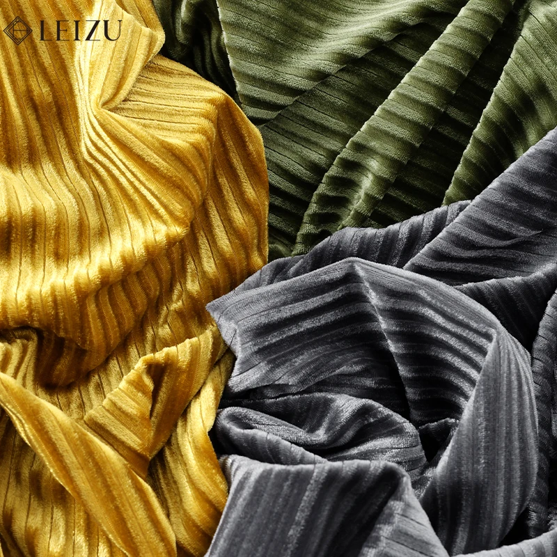 0.5/1/2/3Yard Elastic Ribbed Textured Pleated Velvet Fabric Stripe Luster DIY Christmas Background,Wedding Decorate,Clothing