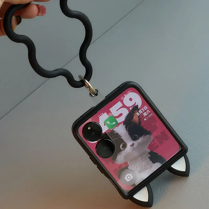 Cute Ears Hand Bracelet Hinge Case For Xiaomi MIX Flip MIXFlip Protective Cover