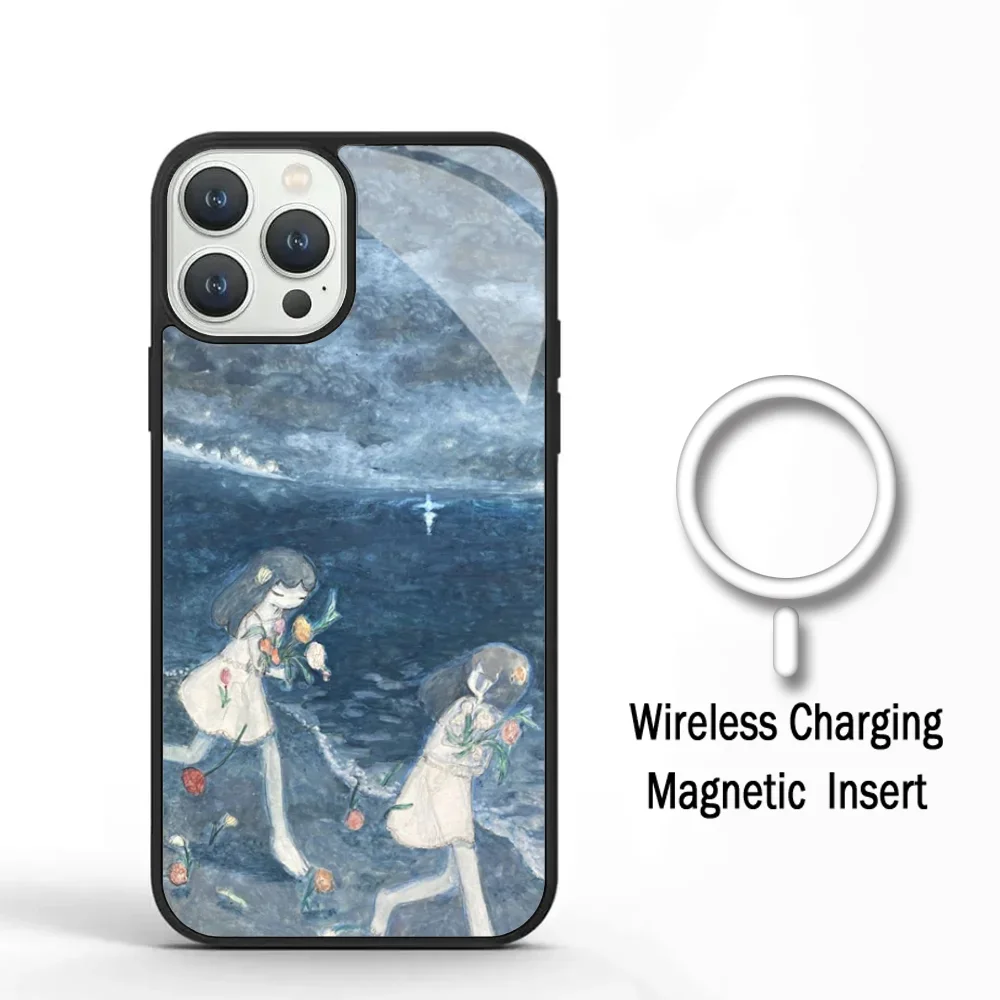 Aya Takano Phone Case For IPhone 11 12 13 14 15 Plus Pro Max Mirror Acrylic Cover For Magsafe