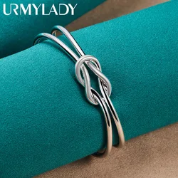 URMYLADY Hot 925 Sterling Silver Knot Bangles Bracelets for Women Elegant Adjustable Fine Lady Jewelry Fashion Wedding Party