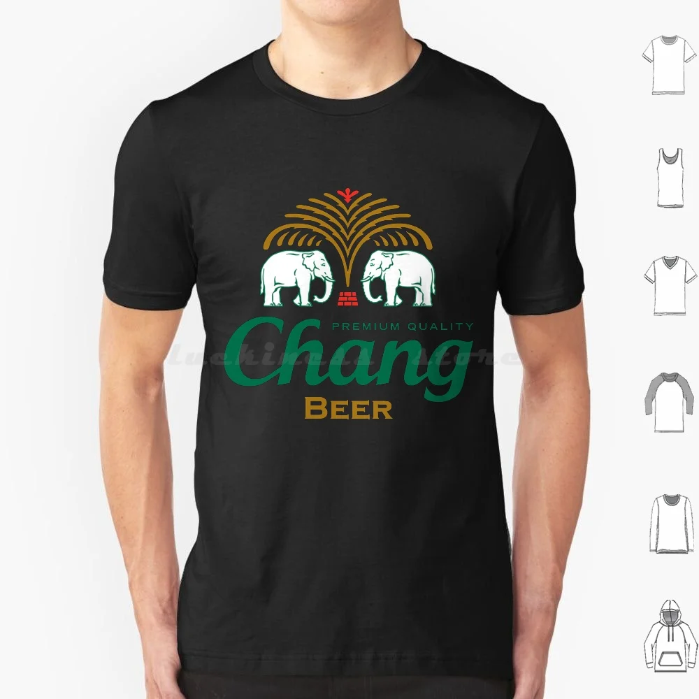 Etiqueta de la botella de cerveza Chang de Tailandia ? ? ? ? ? ? ? ? ? Camiseta esencial de algodón para hombre y mujer, estampado DIY, Chang, Tailandia, tailandés