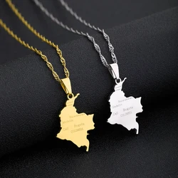 Fashion Colombia Map With City Name Pendant Necklaces Women Girls Stainless Steel Colombians Party Anniversar Jewelry Gifts