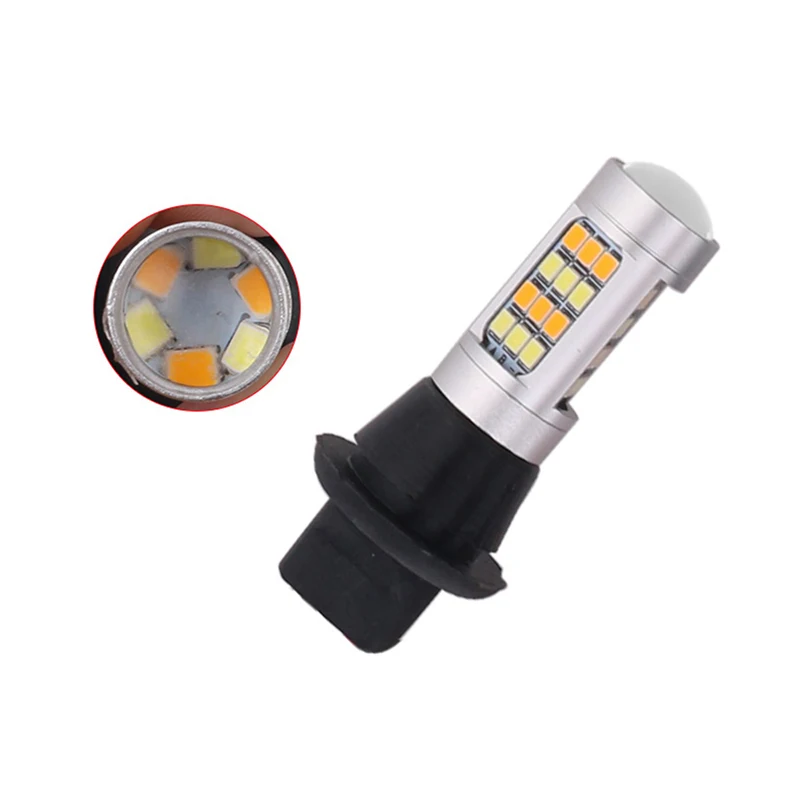 2PCS 1156 BA15S P21W BAU15S PY21W 7440 W21W T20 Canbus No Error 2835 42SMD Dual Mode 2 in 1 Car DRL Turn Signal Lamp White Amber