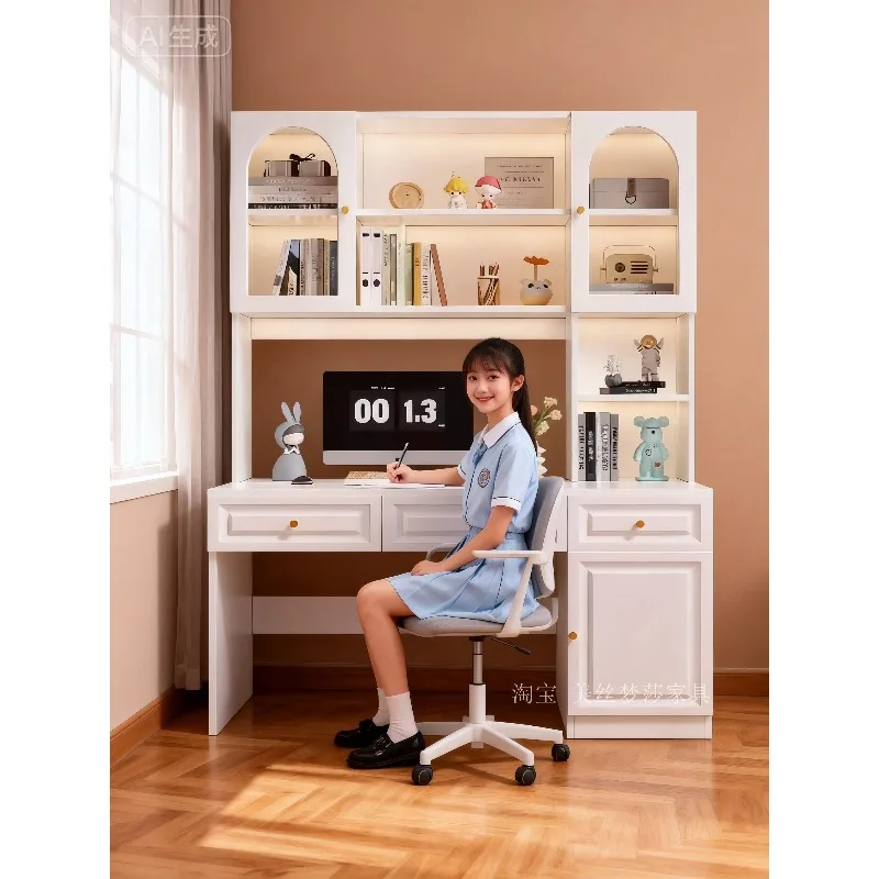 

Solid wood desk bookshelf integrated household computer desk primary school students junior high school students learning