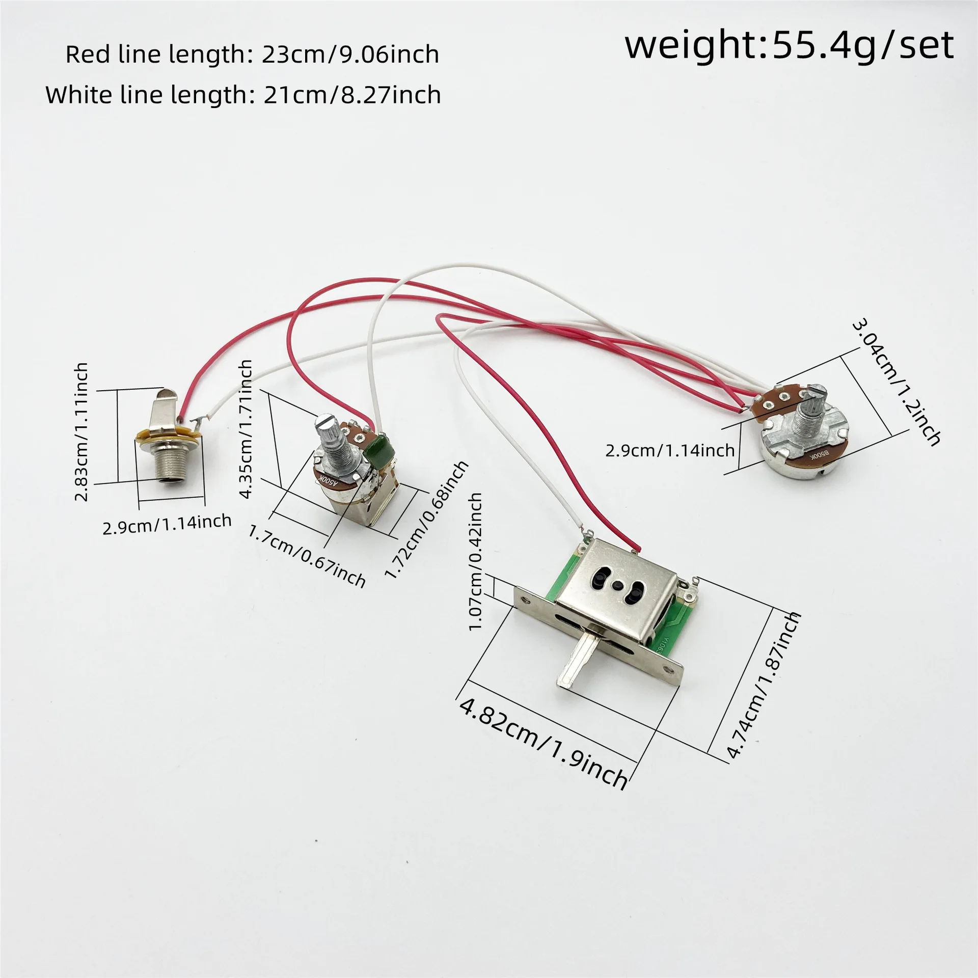 Pre-Wired Guitar Wiring 1 Volume Push-Pull Coil Split 1 Tone 3-Way Toggle Switch Wiring Harness Electric Guitar Pickup Control
