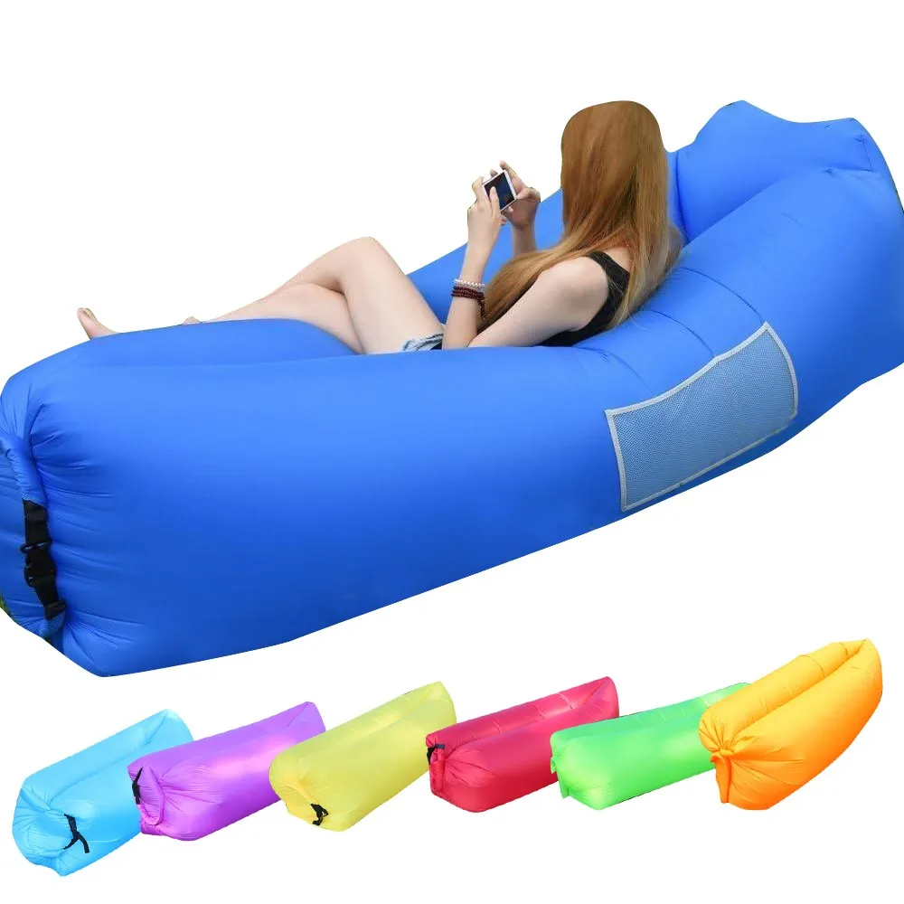 Opblaasbare bank, draagbare waterdichte opblaasbare ligstoel met comfortabel kussen, voor vakantie, zwembad en strandfeesten