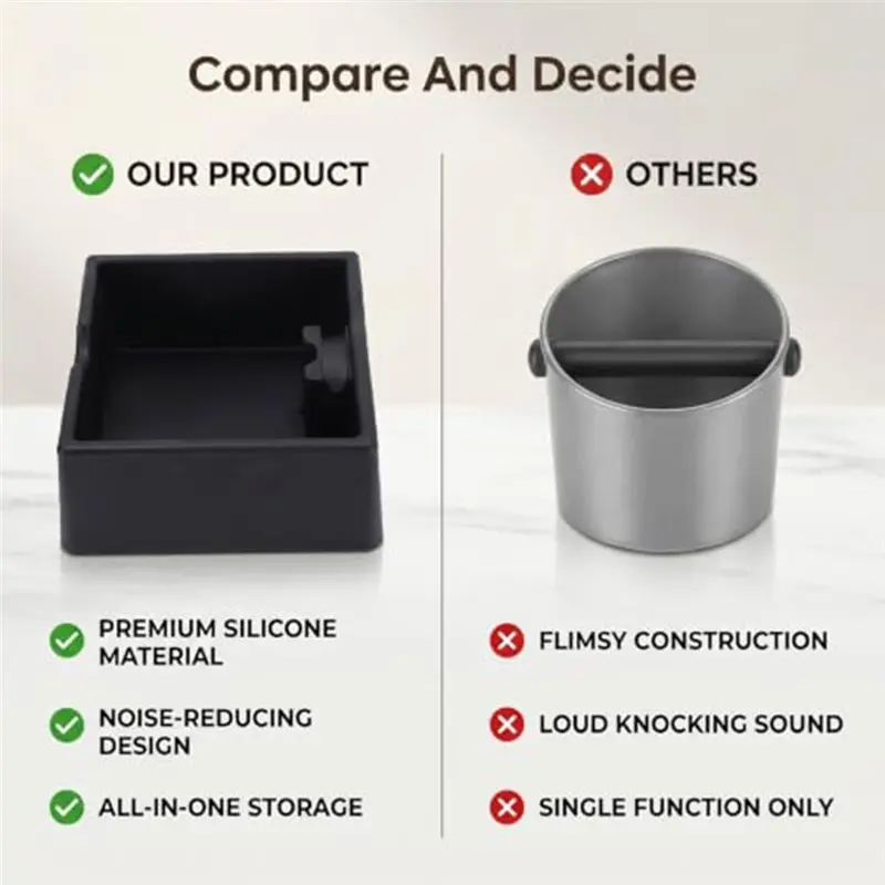 ABJO-Coffee Dump Bin Holds 26 Grounds, Trapezoidal Stable Design Anti-Slip Base With Noise Reduction, Includes Tamper Holder