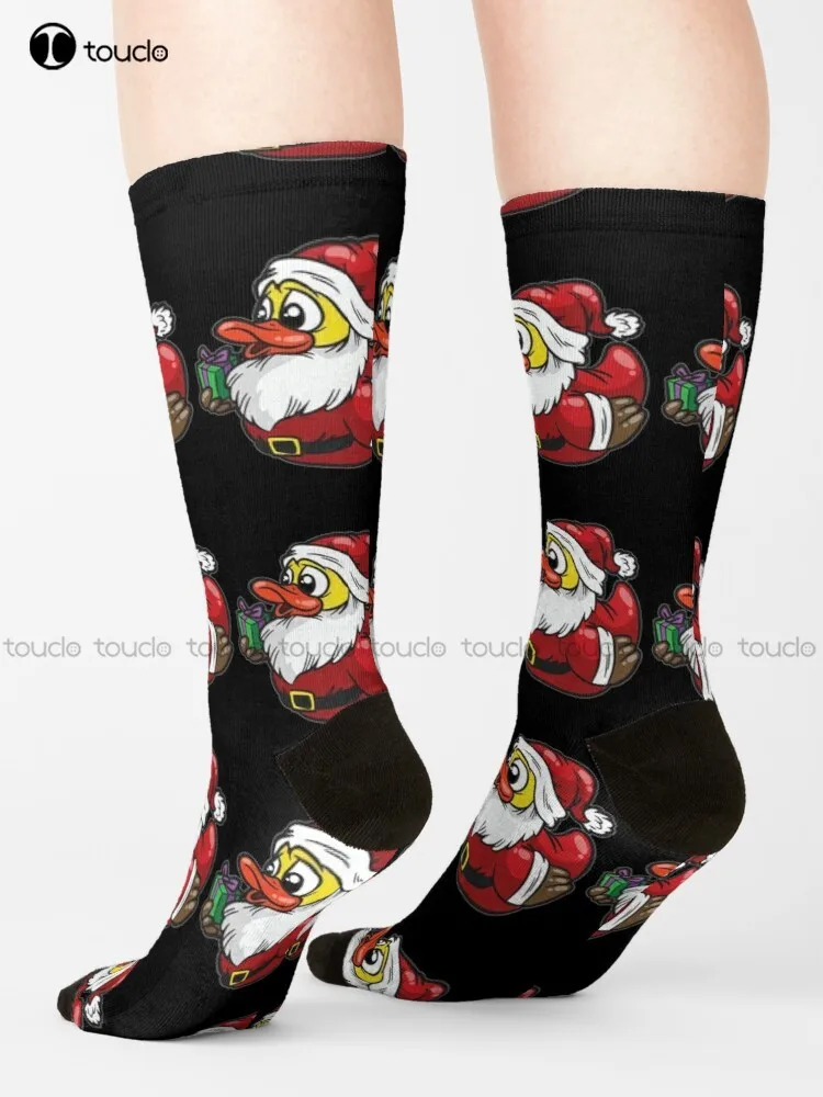 Santa Claus Rubber Duck Socks Hiking Socks Women Cartoon Comfortable Best Girls Sports 360° Digital Print Custom Gift Streetwear