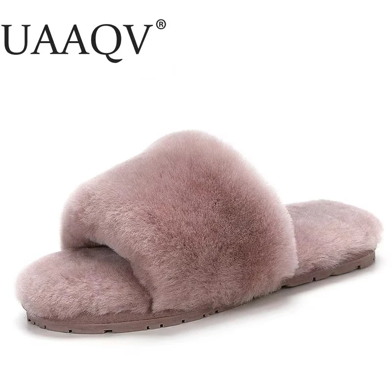 100% Natural Sheepskin Winter Warm Fur Slippers Women Home Shoes Indoor Slipper 2023 Luxury Wool Slippers Woman Casual Slippers