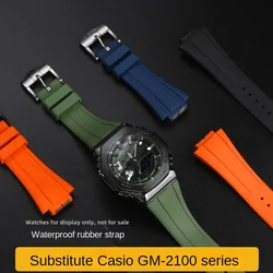 Convex 16mm FKM strap for CasiOak GA2100 G-SHOCK GA-2100 Casio modification GM2100 GA2110 waterproof Viton watch band men's band