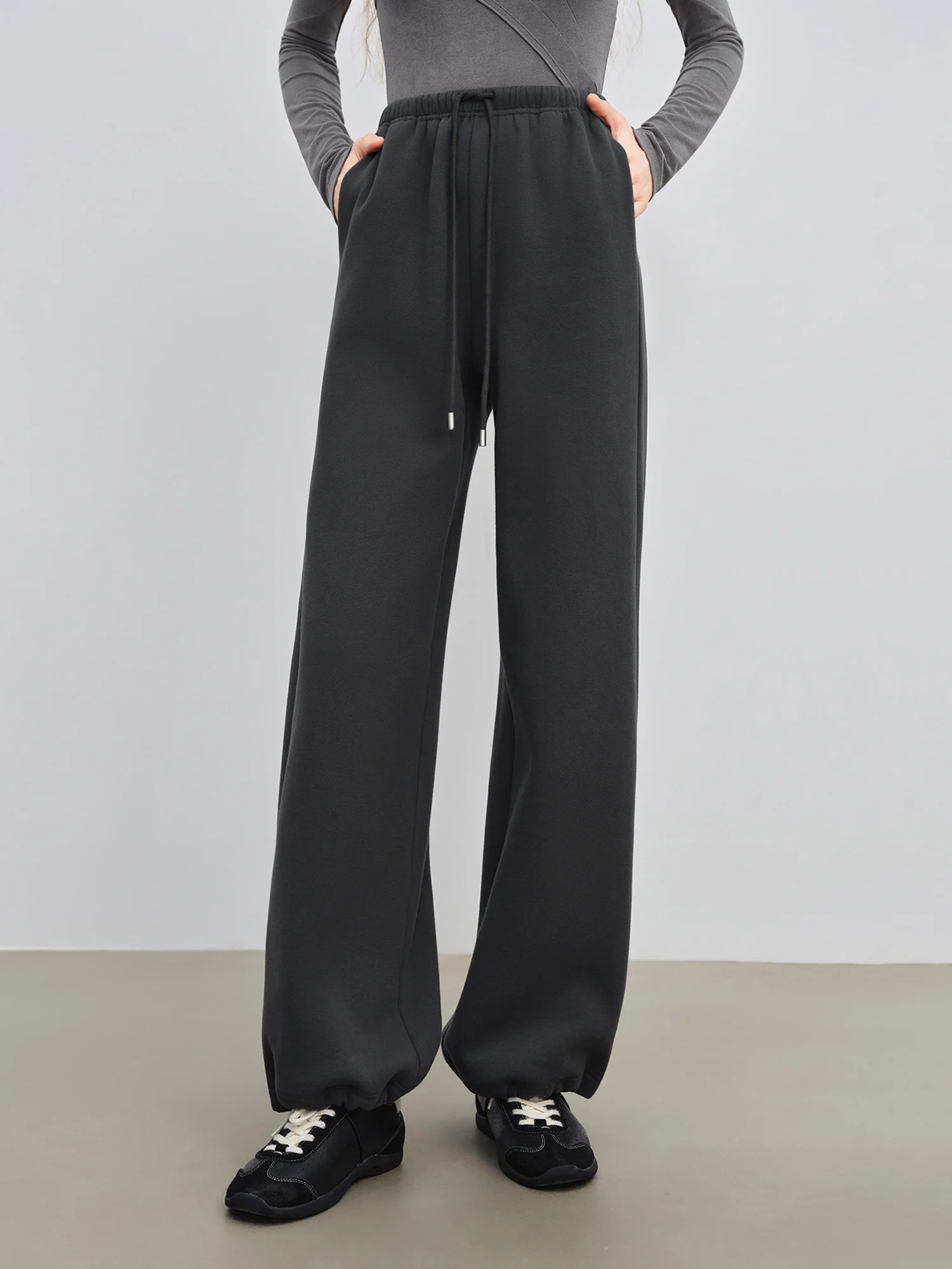 ZIQIAO الأشعة تحت الحمراء البعيدة التدفئة مرونة الخصر معزول سراويل تقليدية للنساء الصغيرات 2025 شتاء جديد وصول السراويل الطويلة رمادي عميق #2