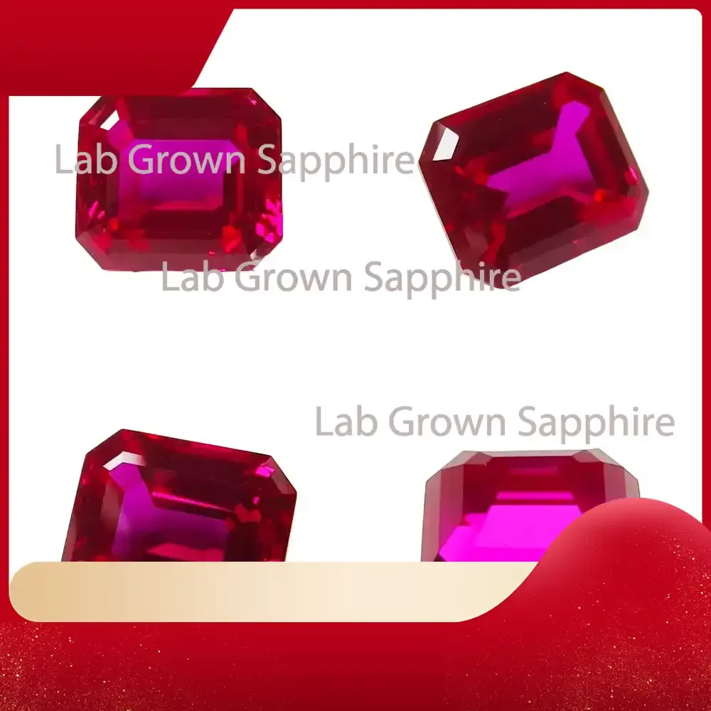 

Искусственные сапфировые бусины розово-красного цвета для изготовления ювелирных изделий своими руками, оптом, сертифицированные AGL, изумрудная огранка, лабораторно созданный сапфир