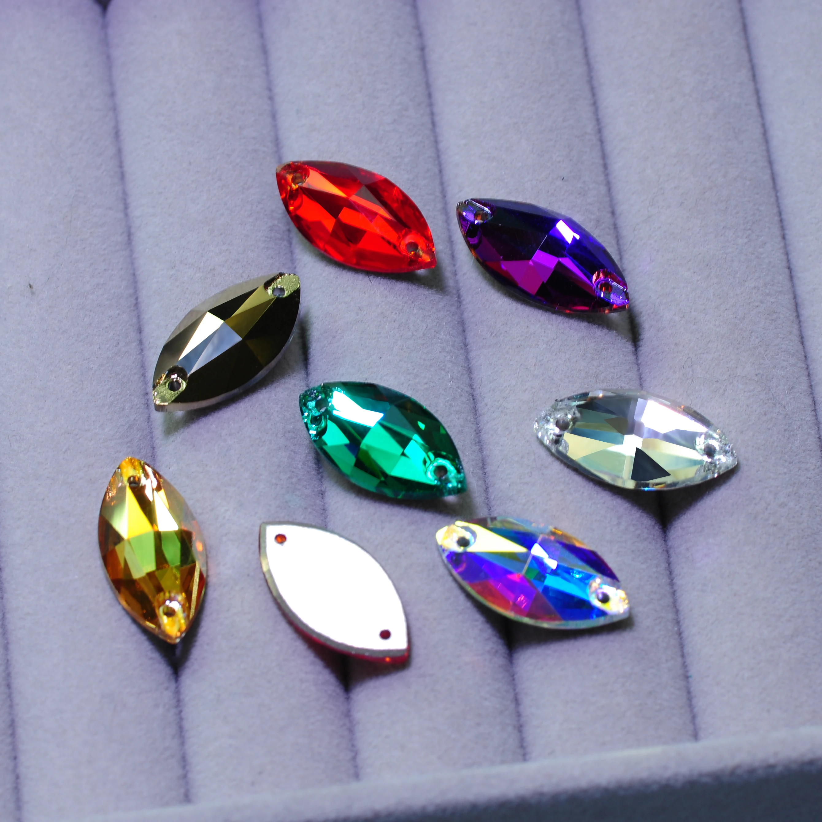 

Оптовая продажа Navette Glass Пришивные стразы с плоскими краями и фасками Стразы DIY Ювелирные изделия, хрустальный камень для украшения одежды