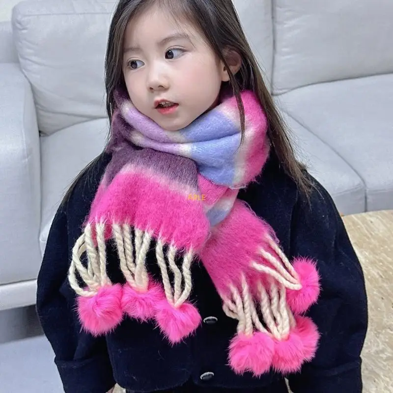 وشاح للأطفال بألوان الدوبامين وشاح أطفال دافئ وأنيق من القماش المخملي #2