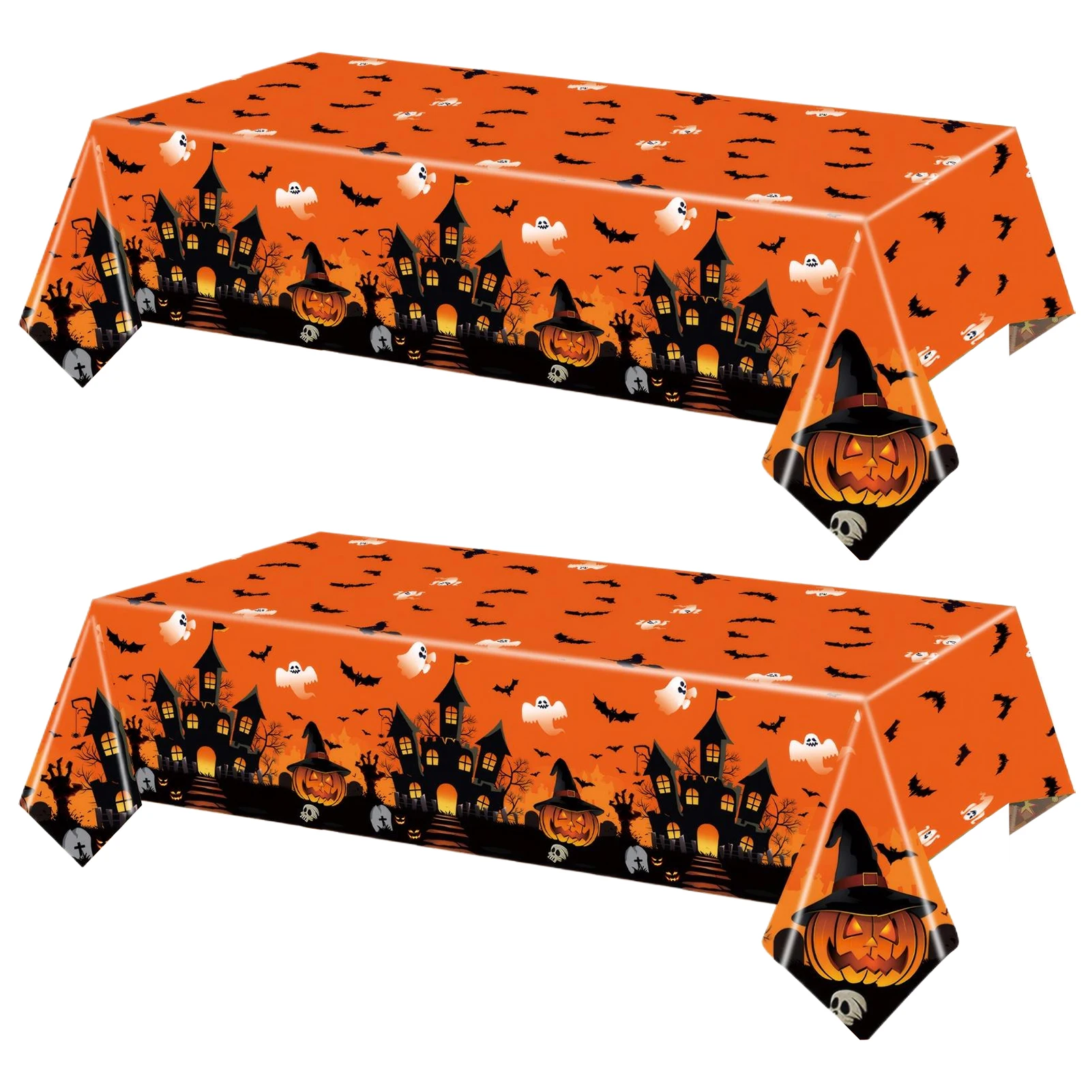 Happy Halloween Decoration Disposable Tablecloth Pumpkin Spider Web Bat Plastic Table Cover Festival Party Home Table Decoration