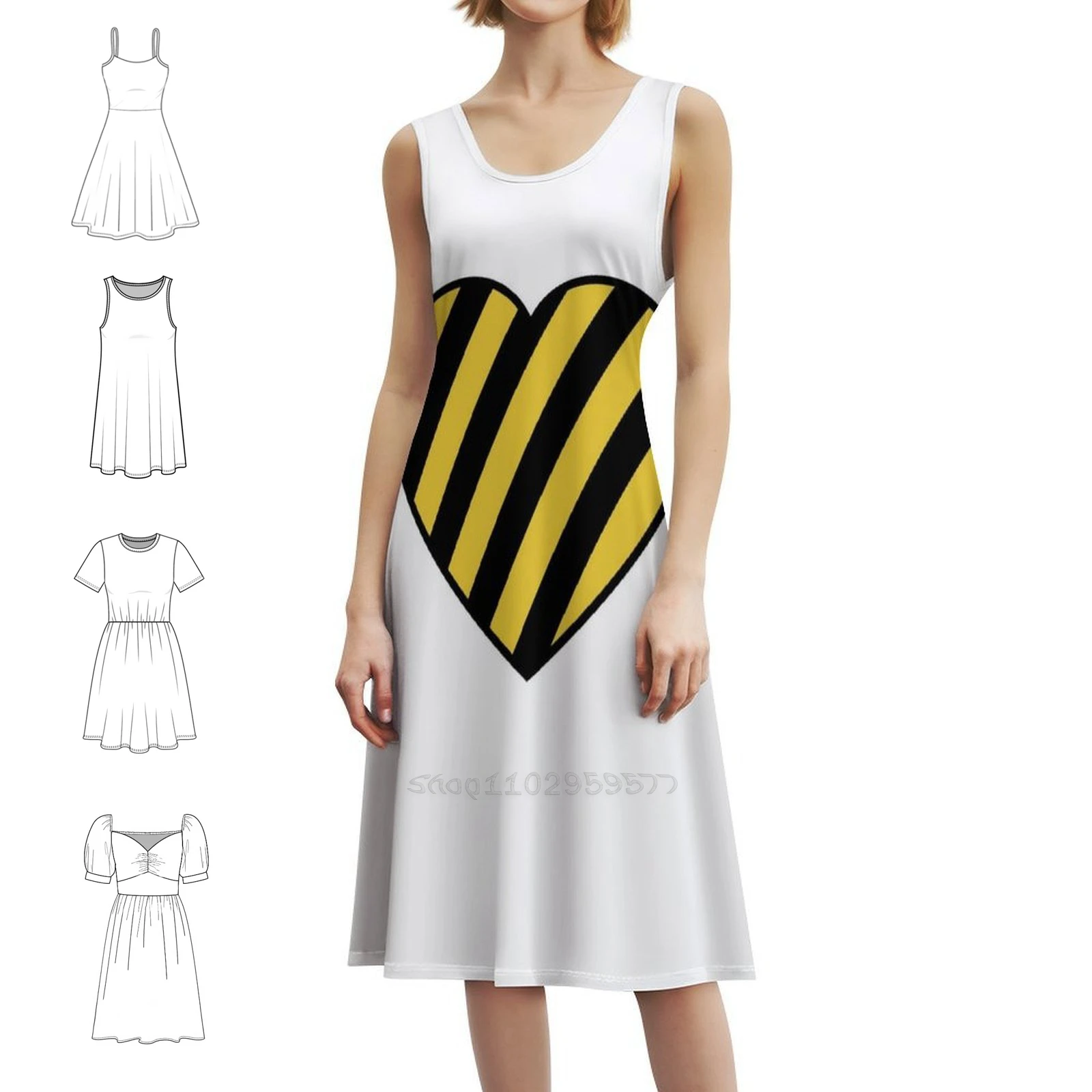 Caution Tape Heart Women's Elegant Party Dress A-Line Dress With Short/Long/Sleeveless Options Caution Caution Tape Caution #1