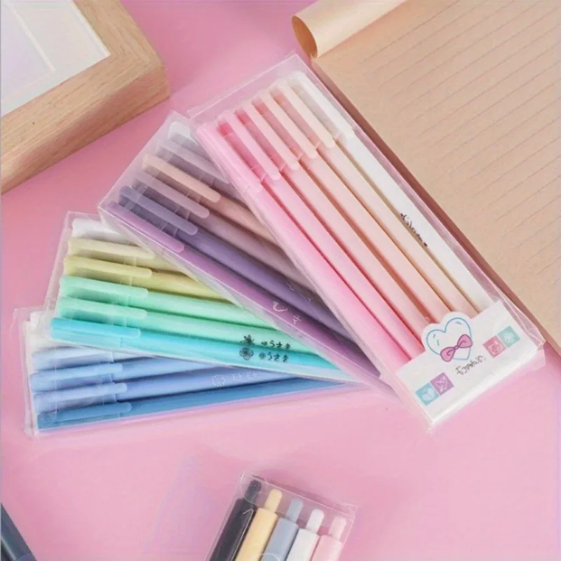 6pcs/set  Gel Pens 1 Box Of 6 Pens, Quick Drying Black Gel Pens  Stationery, Pens Fine Point 0.5 Mm, Black Ink, Smooth Writing