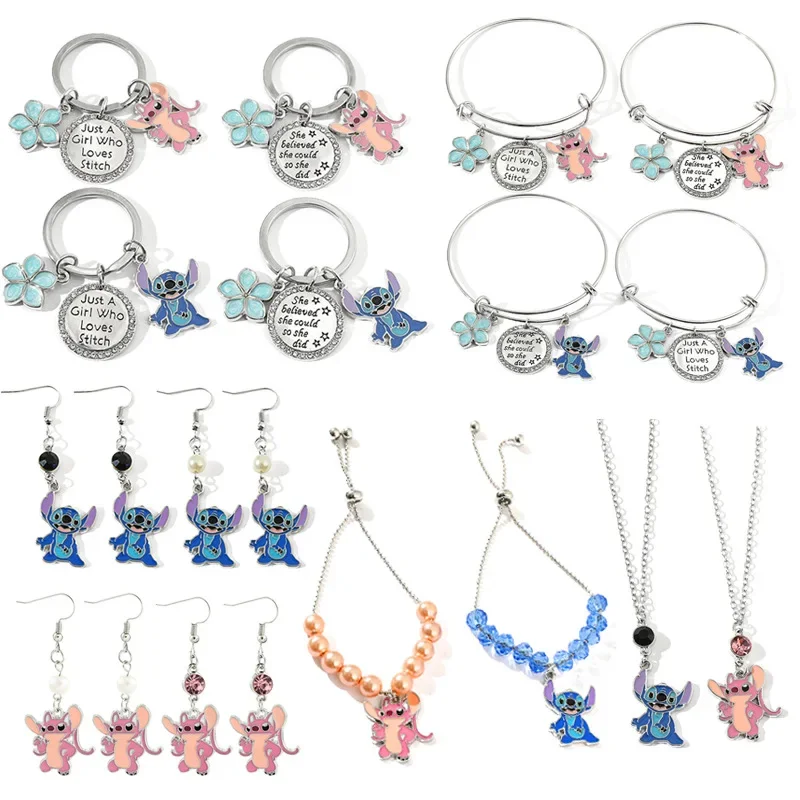 Disney Lilo & Stitch Bracelets Girl Angle Inspired Charm Women Jewelry Accessories Kid Fashion Necklaces Making Pendant DIY Gift