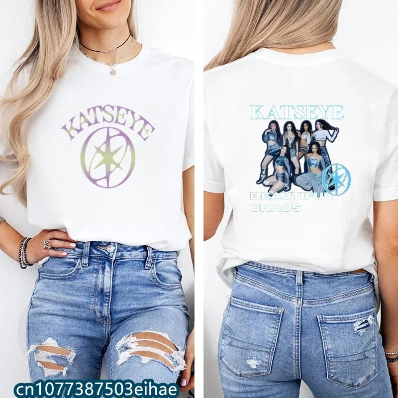 Trend Setter Katseye Printed Short Sleeve T Shirt Popular Korean Girl Group Style Casual Comfortable Top for Adults and Children